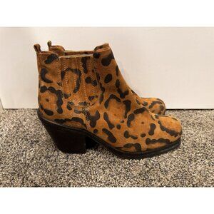 Top Shop Women’s Animal Print Ankle Boots Heeled Size 38